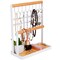 Global Phoenix 4Tier Tabletop Wooden Jewelry Display Stand Necklace Accessories Holder Organizer Rack Hanger with Ring Tray 8 Hooks 24 Earring Holes